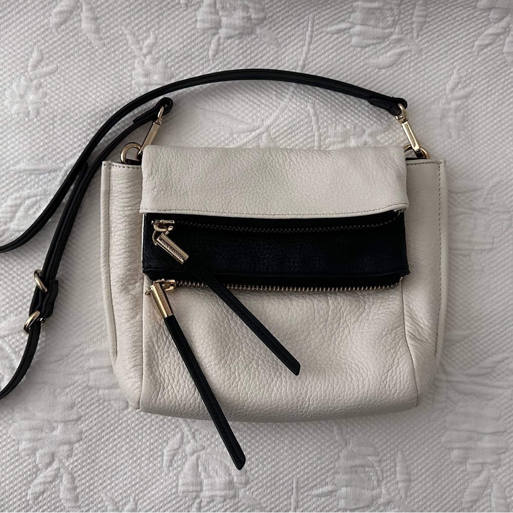 Vince Camuto Vanilla and Black Crossbody Leather Bag NWT